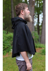 Cloakmakers.com 5726-Washable Black Wool Blend Cloak w/ Forest Green Hood Lining & Pockets