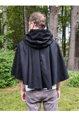 Cloakmakers.com 5726-Washable Black Wool Blend Cloak w/ Forest Green Hood Lining & Pockets