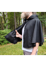 Cloakmakers.com 5726-Washable Black Wool Blend Cloak w/ Forest Green Hood Lining & Pockets