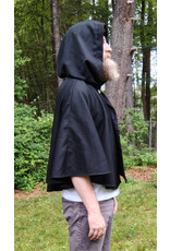 Cloakmakers.com 5726-Washable Black Wool Blend Cloak w/ Forest Green Hood Lining & Pockets