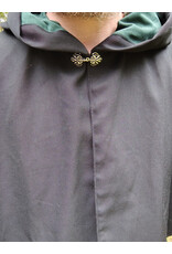 Cloakmakers.com 5726-Washable Black Wool Blend Cloak w/ Forest Green Hood Lining & Pockets