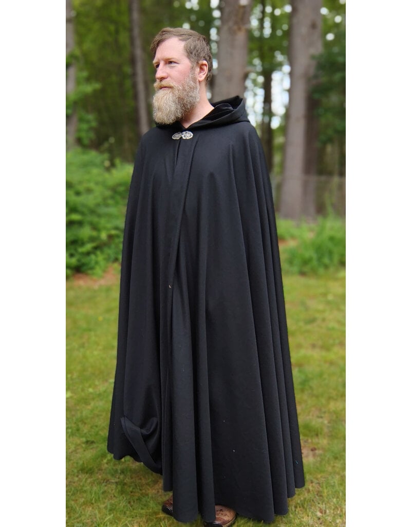 Cloakmakers.com 5727-Washable Black Wool Blend Cloak w/ Black Hood Lining