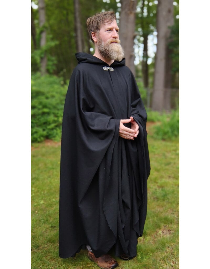 Cloakmakers.com 5727-Washable Black Wool Blend Cloak w/ Black Hood Lining