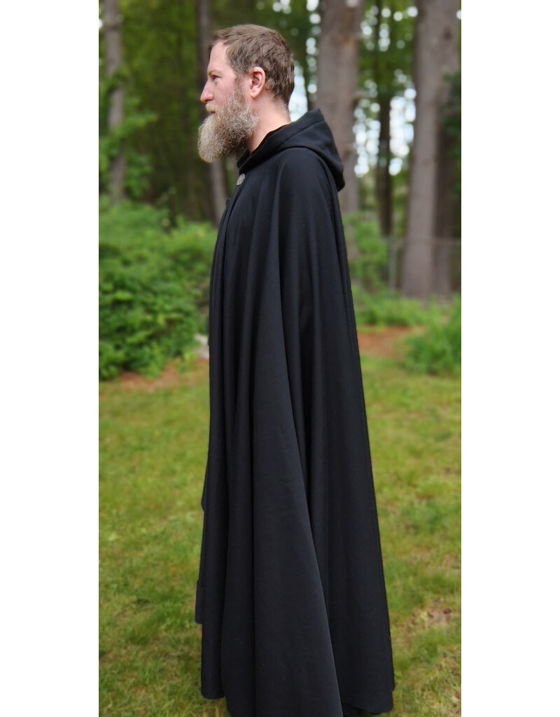Cloakmakers.com 5727-Washable Black Wool Blend Cloak w/ Black Hood Lining