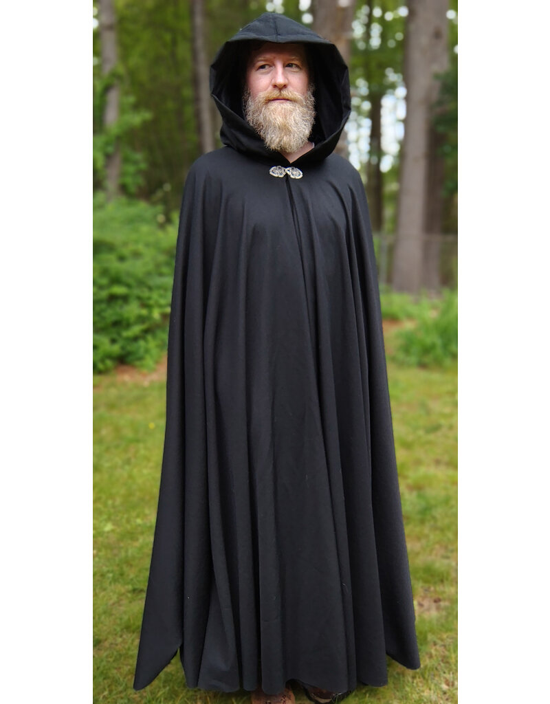 Cloakmakers.com 5727-Washable Black Wool Blend Cloak w/ Black Hood Lining