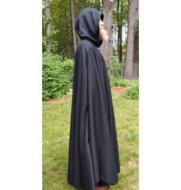 Cloakmakers.com 5727-Washable Black Wool Blend Cloak w/ Black Hood Lining