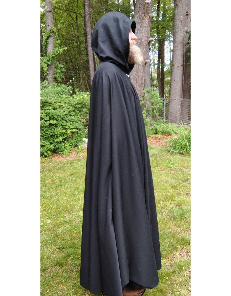 Cloakmakers.com 5727-Washable Black Wool Blend Cloak w/ Black Hood Lining