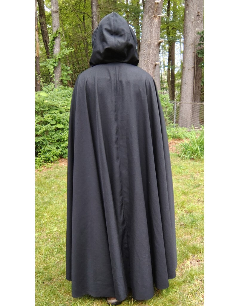 Cloakmakers.com 5727-Washable Black Wool Blend Cloak w/ Black Hood Lining