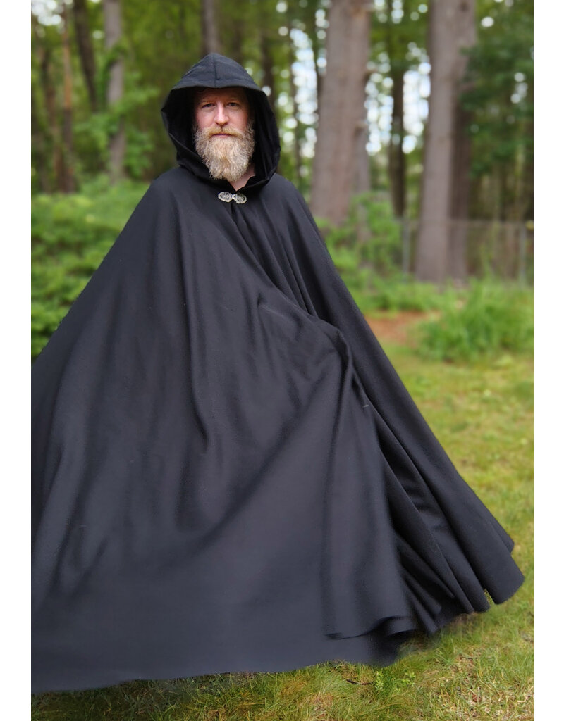 Cloakmakers.com 5727-Washable Black Wool Blend Cloak w/ Black Hood Lining