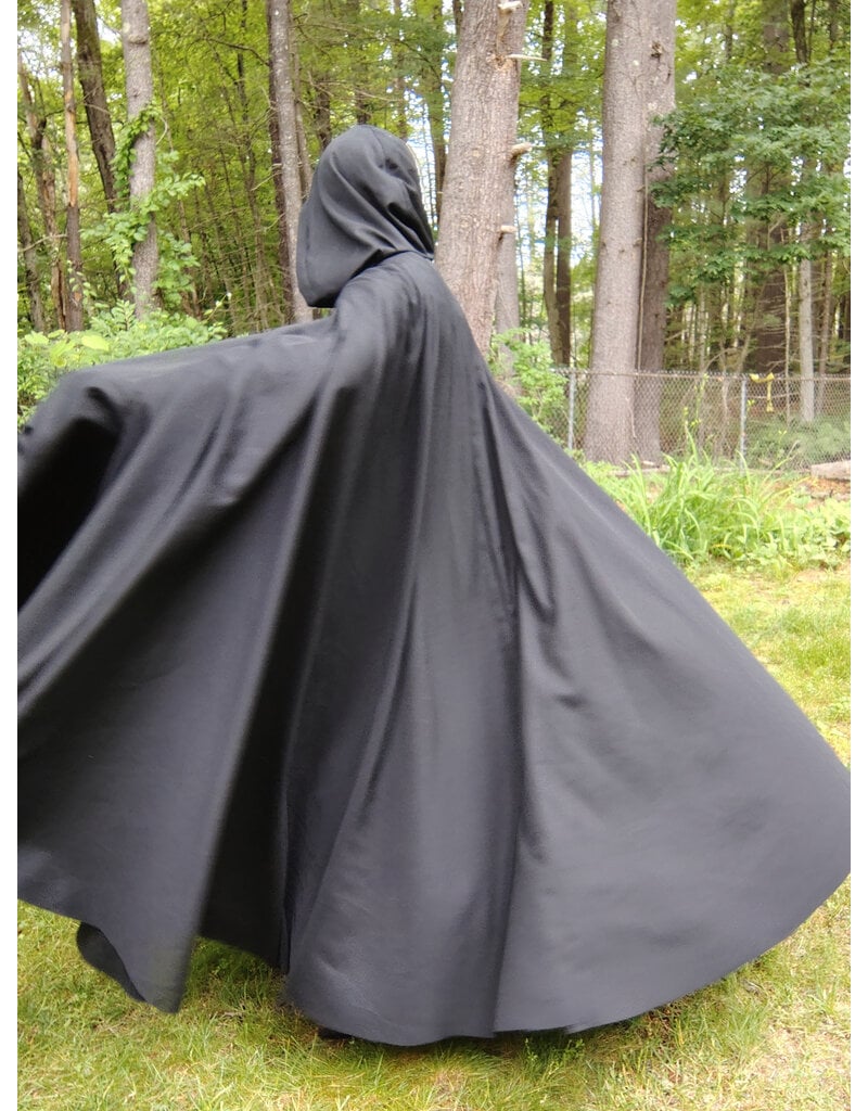 Cloakmakers.com 5727-Washable Black Wool Blend Cloak w/ Black Hood Lining
