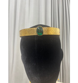 Cloakmakers.com Green Oval Stone on Wide Oak and Acorn Band - Hermia