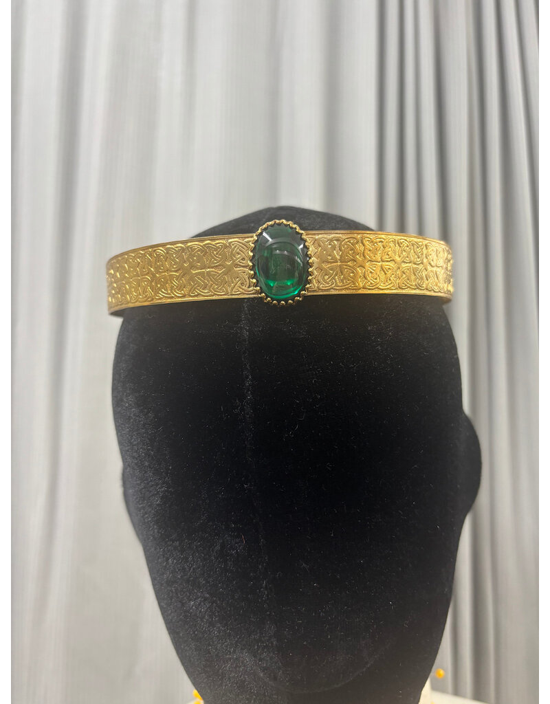 Cloakmakers.com Green Oval Stone on Wide Oak and Acorn Band - Hermia