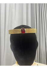 Cloakmakers.com Red Oval Stone on Geometric Scroll Band - Hermia