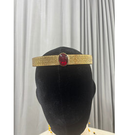 Cloakmakers.com Red Oval Stone on Geometric Scroll Band - Hermia