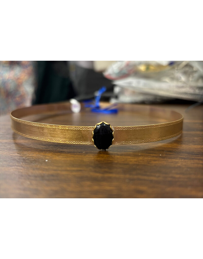 Black Oval Stone on Bordered Burnish Band - Hermia