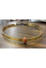Sparkly Orange Oval Stone on Gold Plated Bordered Burnish Band - Hermia