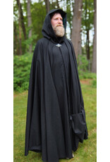 Cloakmakers.com 5729-Washable Black Wool Blend Cloak w/ Forest Green Hood Lining & Triquetra Clasp