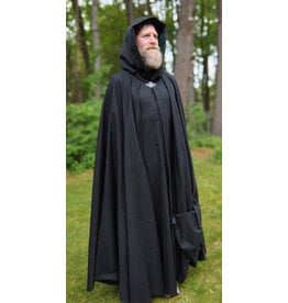 Cloakmakers.com 5729-Washable Black Wool Blend Cloak w/ Forest Green Hood Lining & Triquetra Clasp