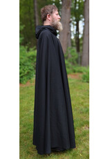 Cloakmakers.com 5729-Washable Black Wool Blend Cloak w/ Forest Green Hood Lining & Triquetra Clasp