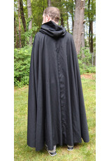 Cloakmakers.com 5729-Washable Black Wool Blend Cloak w/ Forest Green Hood Lining & Triquetra Clasp
