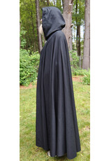 Cloakmakers.com 5729-Washable Black Wool Blend Cloak w/ Forest Green Hood Lining & Triquetra Clasp
