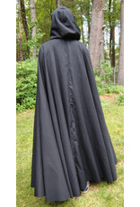 Cloakmakers.com 5729-Washable Black Wool Blend Cloak w/ Forest Green Hood Lining & Triquetra Clasp