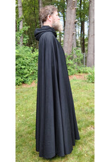 Cloakmakers.com 5730-Washable Black Wool Blend Cloak w/ Purple Hood Lining & Celtic Rosette Clasp