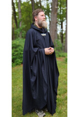 Cloakmakers.com 5731-Washable Navy Blue Wool Cloak w/ Dark Green Hood Lining & Multi-Leaf Clasp