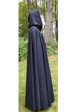 Cloakmakers.com 5731-Washable Navy Blue Wool Cloak w/ Dark Green Hood Lining & Multi-Leaf Clasp