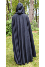 Cloakmakers.com 5731-Washable Navy Blue Wool Cloak w/ Dark Green Hood Lining & Multi-Leaf Clasp