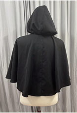 Cloakmakers.com 5732-Black Cloak w/ Cat & Moon Embroidery & Pockets, Water Resistant, Washable Wool Blend Suiting