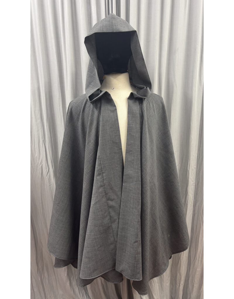 Cloakmakers.com 5733-Grey Cloak w/ Sword, Rose, & Book Embroidery, Washable Wool Suiting
