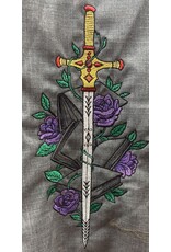 Cloakmakers.com 5733-Grey Cloak w/ Sword, Rose, & Book Embroidery, Washable Wool Suiting