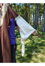 Cloakmakers.com G1195-Washable Brown & Green Linen Gown w/ Owl Embroidery & White Drop Sleeves