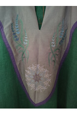 Cloakmakers.com G1196-Washable Green Linen Gown w/ Dual Cat Embroidery & Pockets