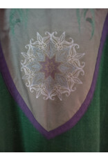 Cloakmakers.com G1196-Washable Green Linen Gown w/ Dual Cat Embroidery & Pockets