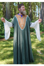 Cloakmakers.com G1198-Washable Sage Green Linen Gown w/ Green Wildflower Embroidery