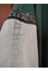 Cloakmakers.com G1198-Washable Sage Green Linen Gown w/ Green Wildflower Embroidery