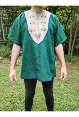 Cloakmakers.com J897-Washable Green Linen Tunic w/ Archer Embroidery