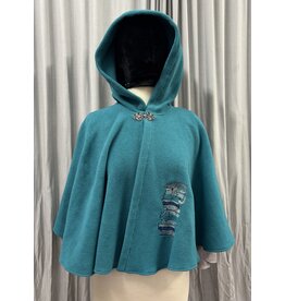 Cloakmakers.com 5382 - Washable Turquoise Short Fleece Cloak, Vale-style Clasp
