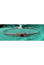 Cloakmakers.com Demeter Circlet-Brown Oval and Tiny Maple Leaves, Braided Wheat Band, Silver Tone Plated
