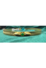 Cloakmakers.com Demeter Circlet - Round Green  Stone and Tiny Acanthus Leaves on Spiral Center Band, Gold Plated