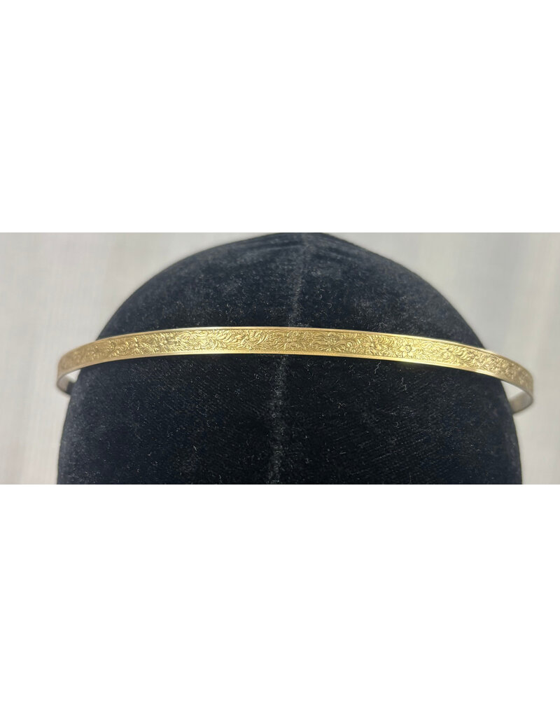 Cloakmakers.com Bordered Floral Vine Band Unisex Circlet - Raw Brass