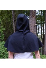Cloakmakers.com H536-Washable Black Wool Hooded Cowl w/ Multi-Color Phoenix Embroidery