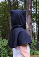 Cloakmakers.com H536-Washable Black Wool Hooded Cowl w/ Multi-Color Phoenix Embroidery