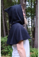 Cloakmakers.com H536-Washable Black Wool Hooded Cowl w/ Multi-Color Phoenix Embroidery