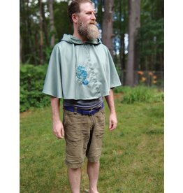 Cloakmakers.com 5715-Washable Seafoam Green Polyester Cloak w/ Seahorse Embroidery