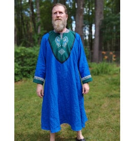 Cloakmakers.com J898-Washable Blue Linen Tunic w/ Seahorse Embroidery
