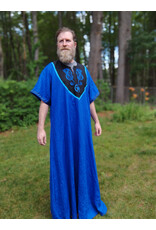 Cloakmakers.com J902-Washable Blue Linen Tunic w/ Blue Dragon Embroidery & Pockets