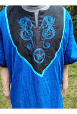 Cloakmakers.com J902-Washable Blue Linen Tunic w/ Blue Dragon Embroidery & Pockets